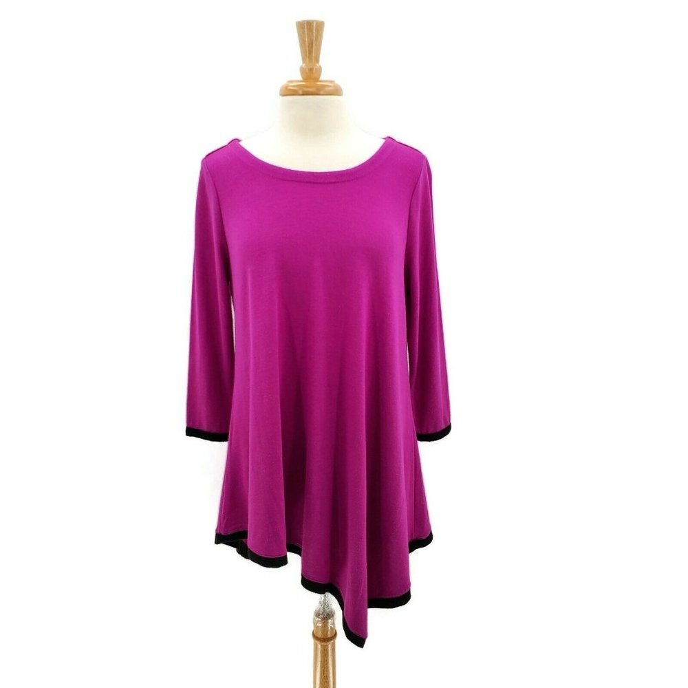 Chelsea & Theodore Magenta Tunic with Black Trim